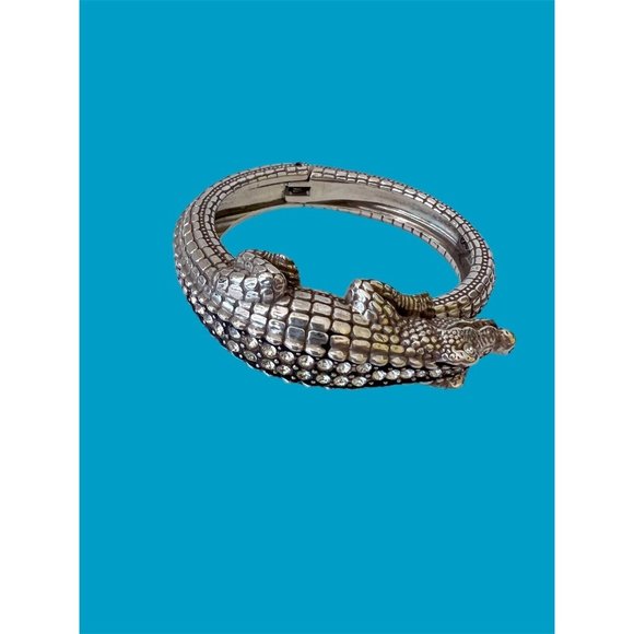 BRIGHTON Later Gator Alligator Swarovski Crystal Bracelet Clamper Bangle - Picture 5 of 6